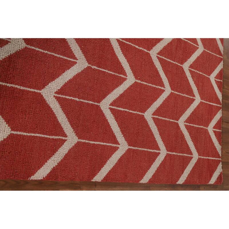 Hand Knotted Oriental 100% Wool Carpet Modern All-Over Red Gabbeh Area Rug - 7' 11'' X 4' 11''