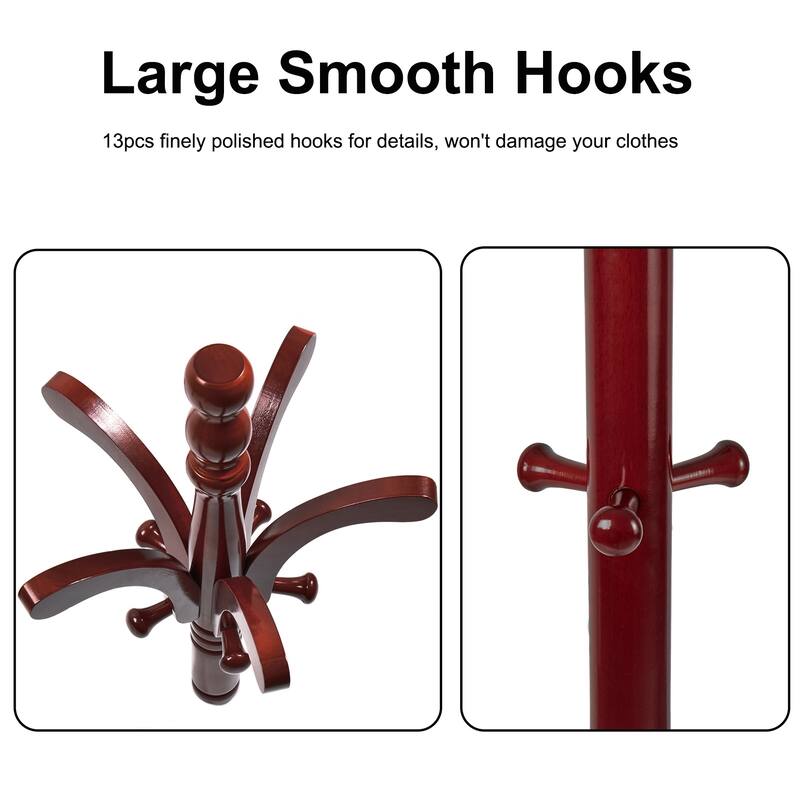 Cherry Coat Rack with 13 Hooks