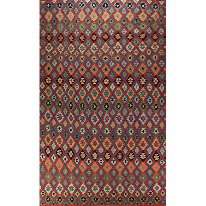 Palace Size Kilim Oriental Large Rug Hand-Woven Wool Carpet - 9'11"x 16'6"