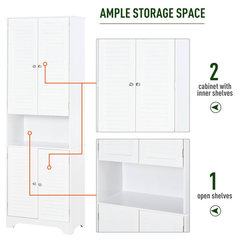 HOMCOM Freestanding Bathroom Storage Cabinet with Shutter Doors and Adjustable Shelves, Toilet Vanity Cabinet