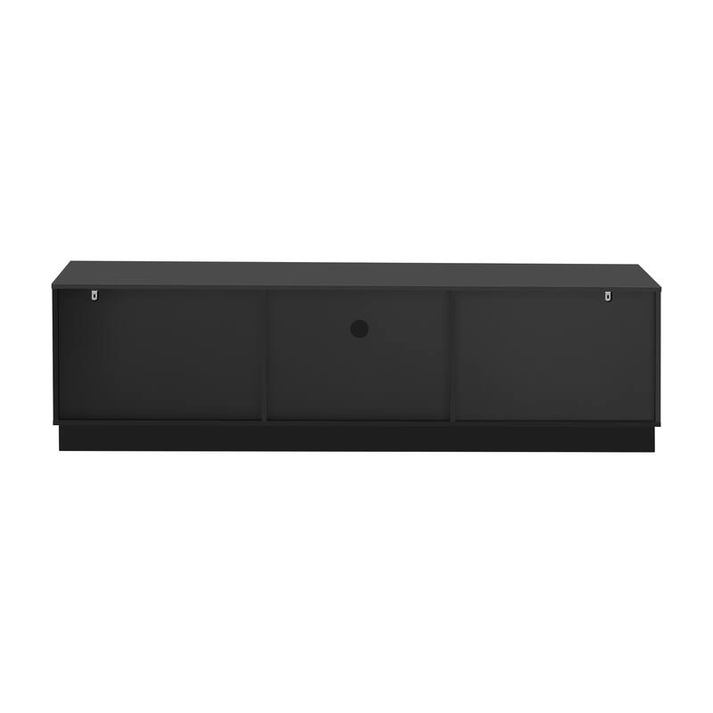 Modern TV Stand with 3 Drawers for TVs up to 75 Inches, Arched Glass Doors TV Cabinet Entertainment Center for Living Room