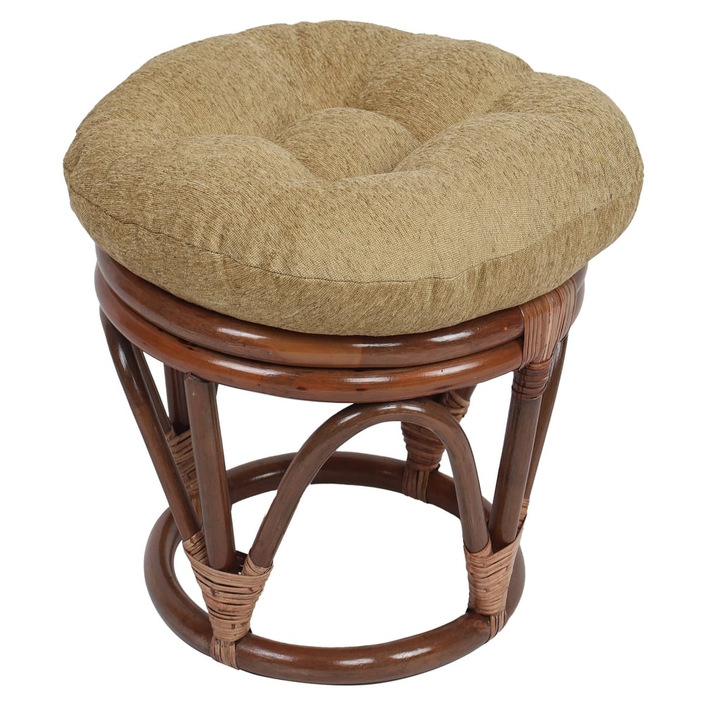 18-inch Round Jacquard Chenille Tufted Footstool Cushion - 18 x 18