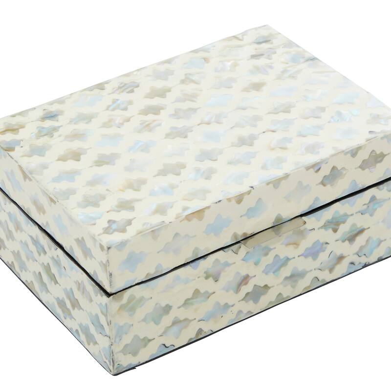 Mother of Pearl Handmade Geometric Box with Hinged Lid (Set of 2)