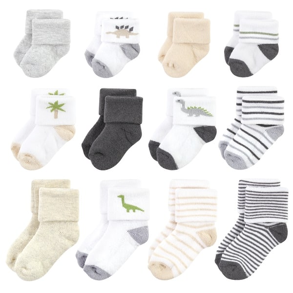 slide 1 of 1, Hudson Baby Unisex Baby Grow With Me Socks 12pk, Dino, 0-24 Months - Dino 0-24 Months - Dino