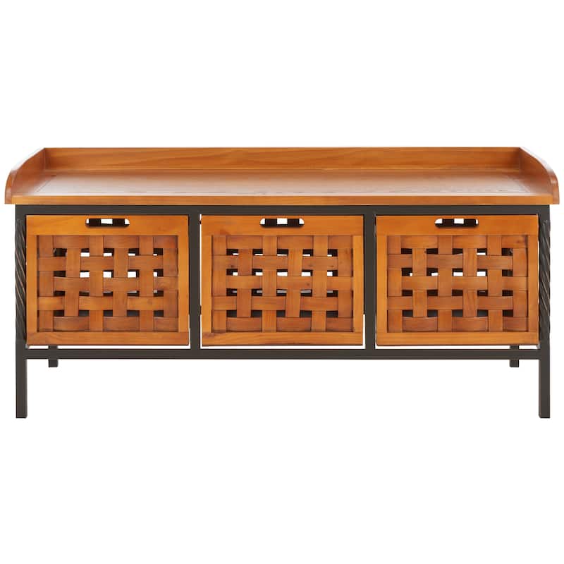 SAFAVIEH Toshie Honey Oak Storage Bench - 42.5" x 15.5" x 20" - 43Wx16Dx20H