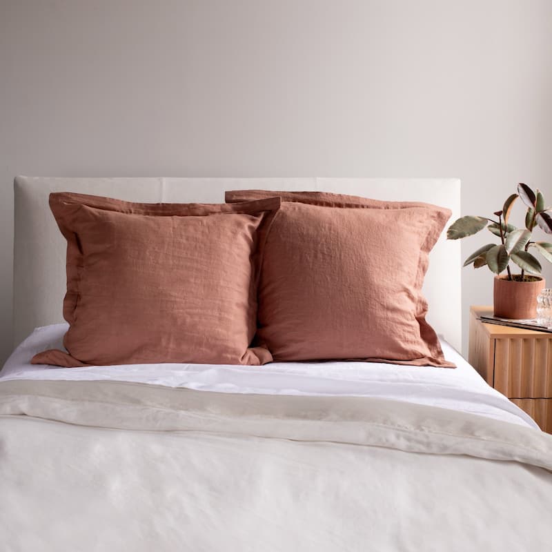 100% French Linen Flanged Euro Sham by BOKSER HOME