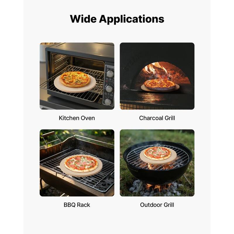 Beige Cordierite 15 Inch Round Pizza Stone with Heat-Resistant 1450 F and Accessories - 15 x 15 x 0.67 in