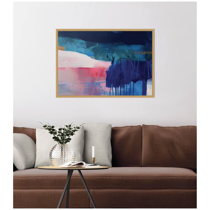 Kate and Laurel Blue Current No. 2 by Amy Lighthall Framed Canvas Wall Art Print