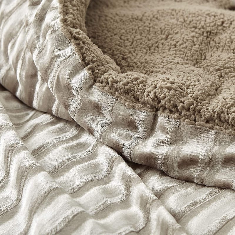 Velvet Crush - Coma Inducer® Oversized Comforter Set - Ridged Silvery Beige