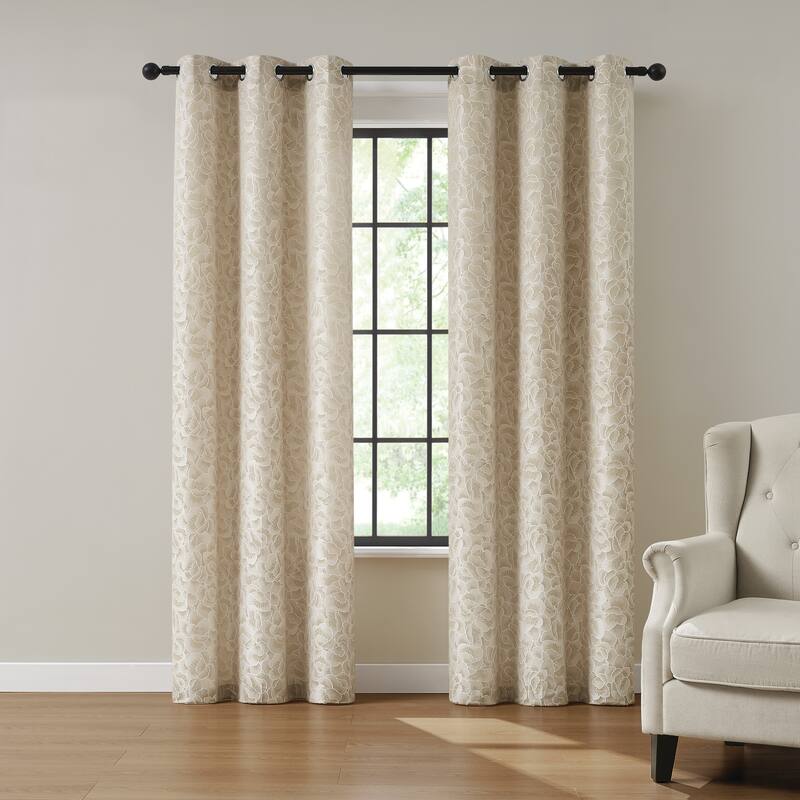 5th Avenue Lux Blythe Textured Champagne/Gold Window Panel Pair - 38x96