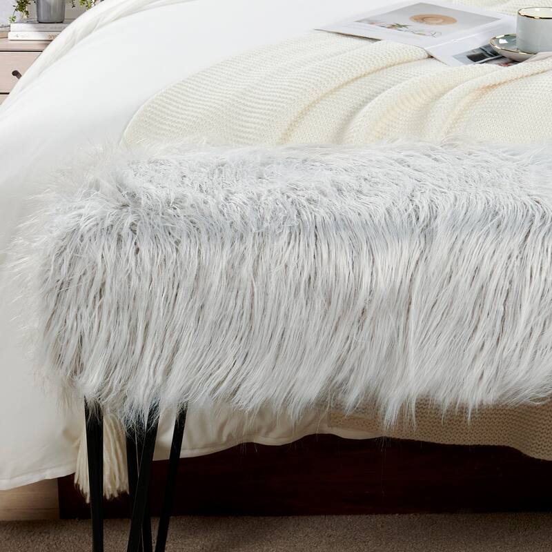 Mongolian Fauxfur Ottoman