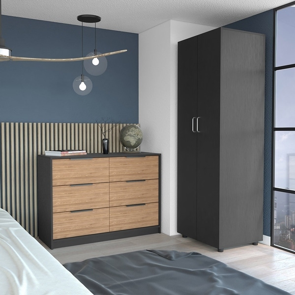 DEPOT E SHOP Palmer 2 Piece Bedroom Set with Armoire and Drawer