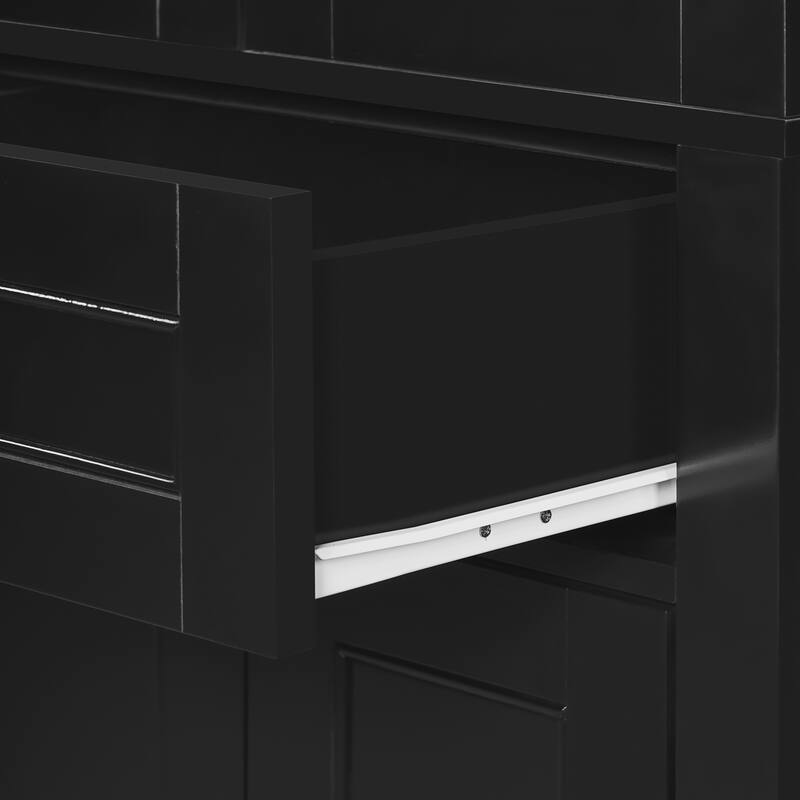67.2"Tall Bathroom Storage Cabinet with Glass Doors, Adjustable Shelves & Drawer -Freestanding Linen Tower, Soft-Close Design