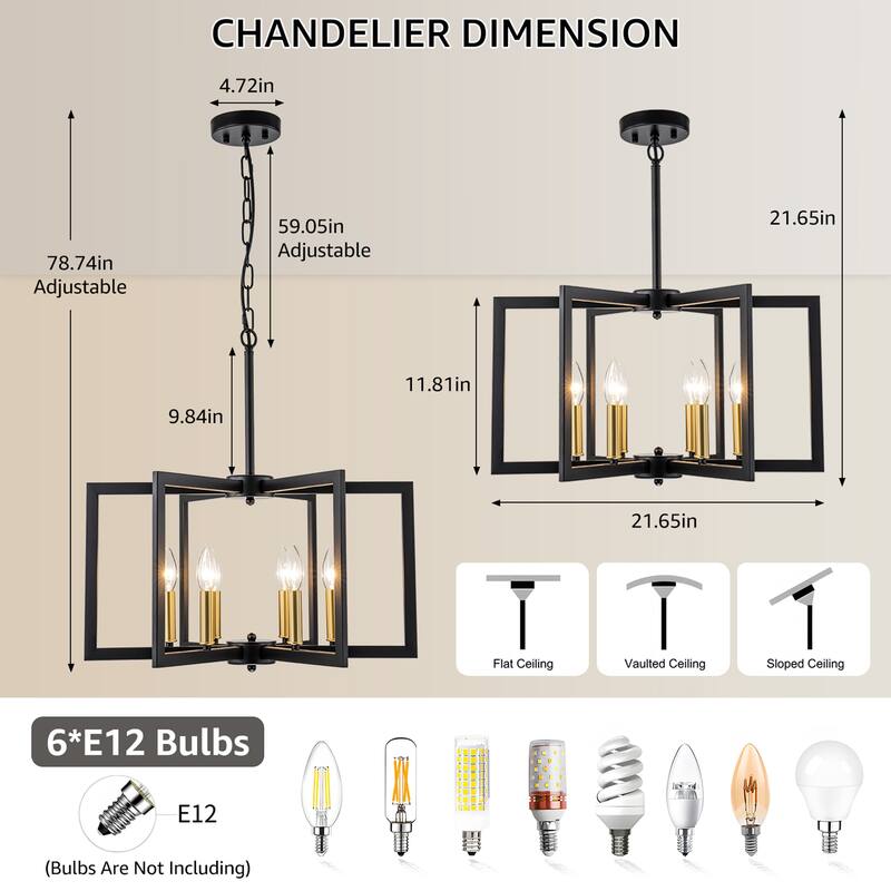 Starsky 6-Light 21in. Modern Farmhouse Unique Ceiling Lights Geometric Lantern Chandelier