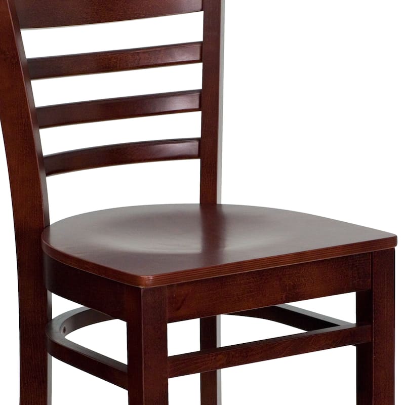 Ladder Back Wooden Restaurant Barstool - 16.75"W x 19"D x 43.75"H - 16.75"W x 19"D x 43.75"H