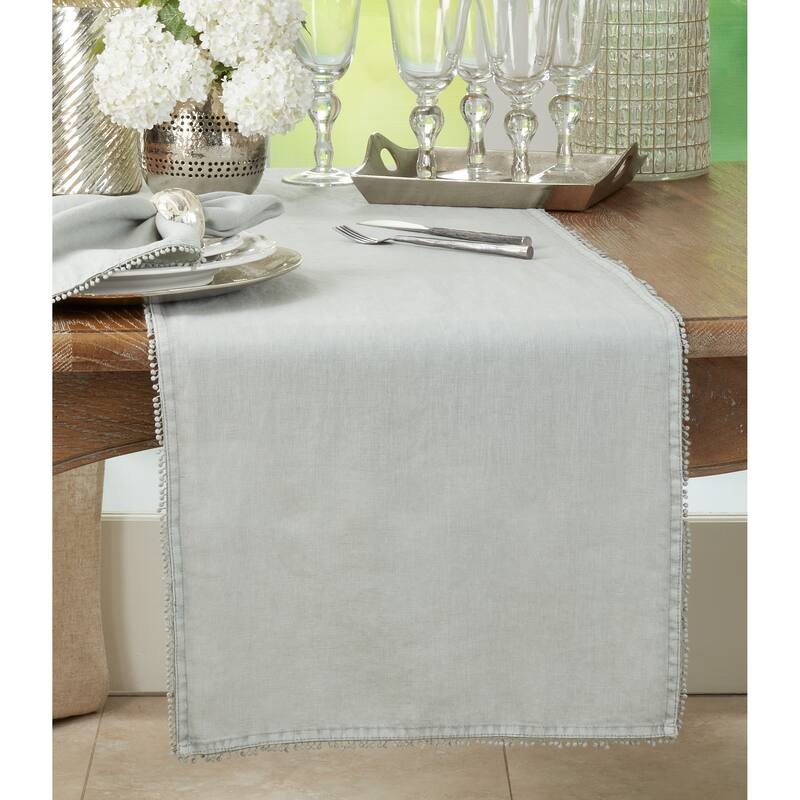 Table Runner With Pom Pom Design
