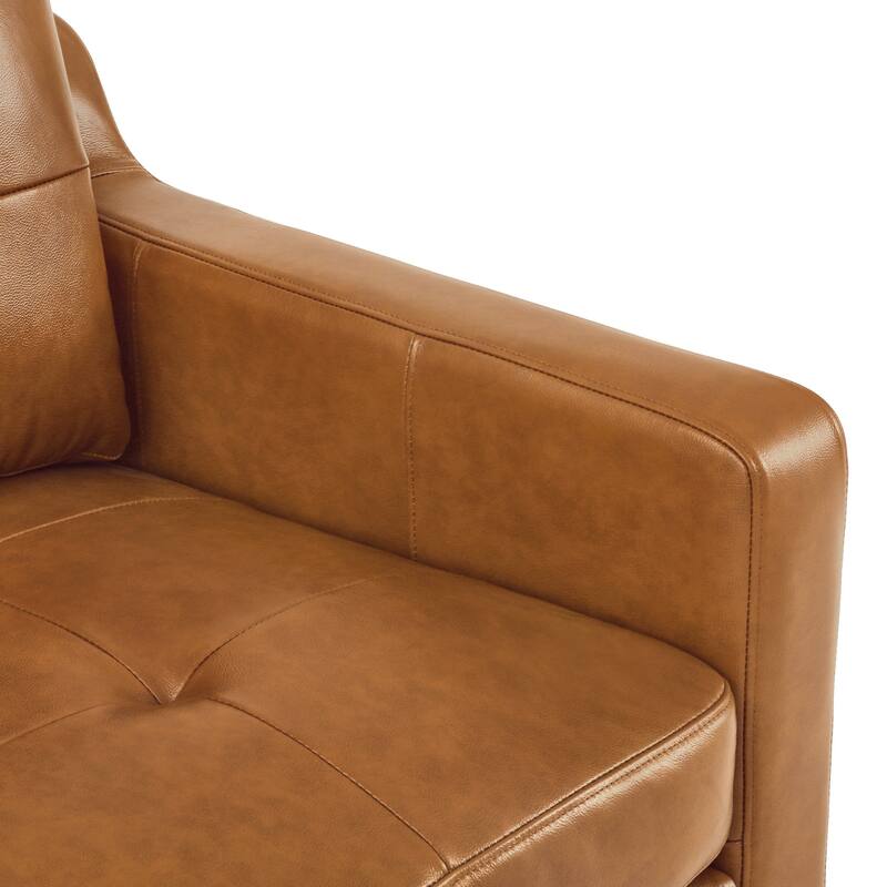 3-Seater Genuine Leather Tufted Sofa for Living Room