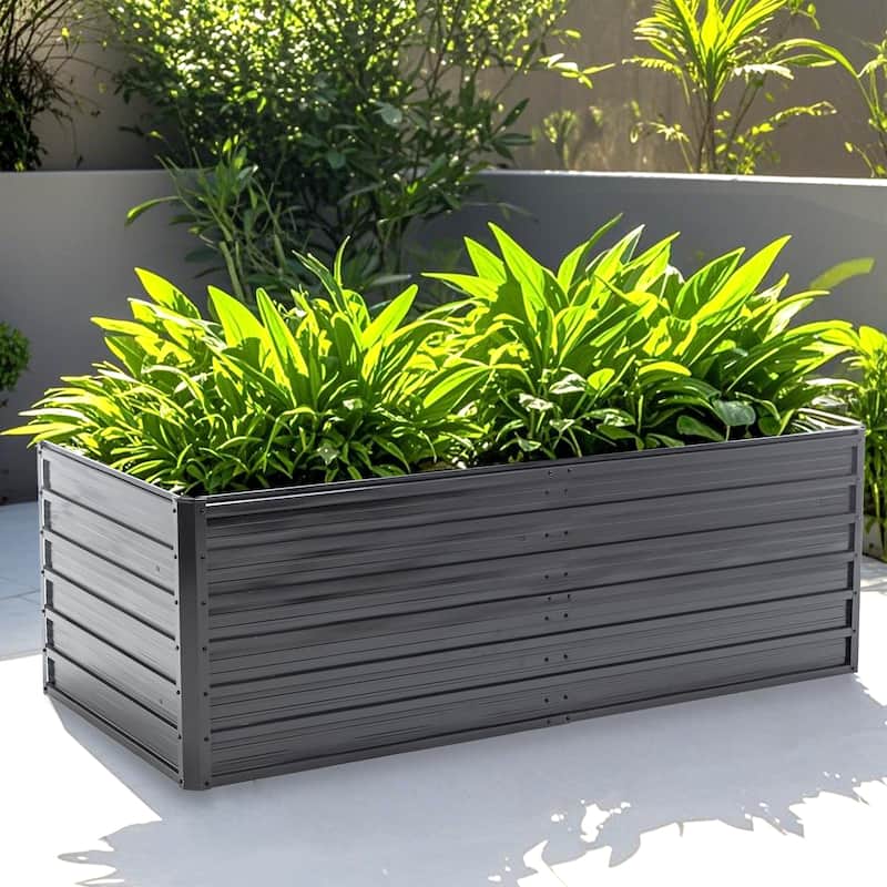 GDFStudio - Olivia Outdoor Galvanized Steel Raised Garden Bed Planter Box - 6x3x2 FT