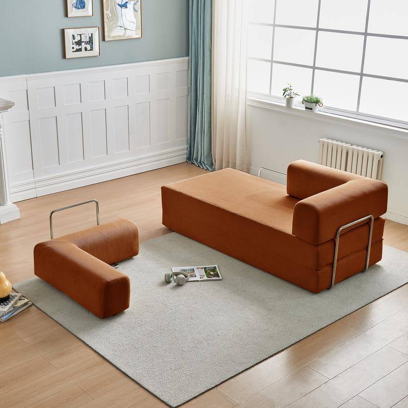 3-Seater Corduroy Sofa Bed, Multi-Functional Compact, Easy Assembly