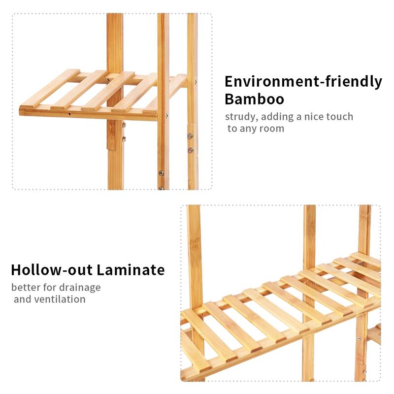 Tiered Bamboo Plant Stand Flower Potted Display Rack Multilayer Storage Holder