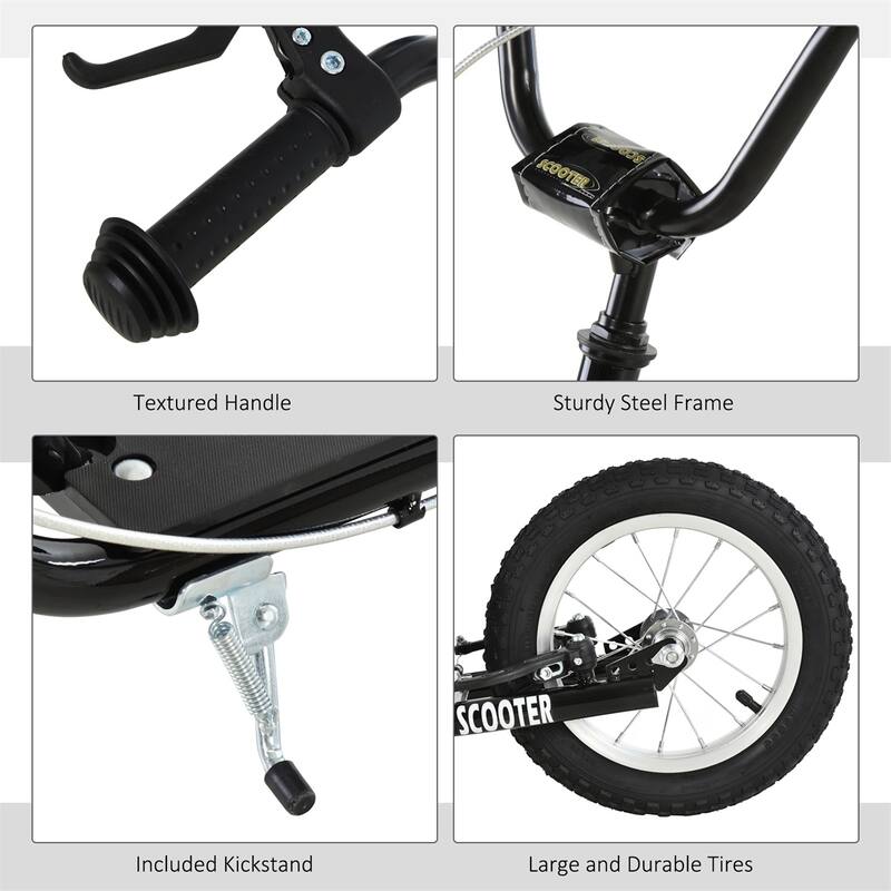 Steel Aluminum Kick Scooter with Adjustable Handlebar - 53.25"L x 22.75"W x 34.75"-37"H