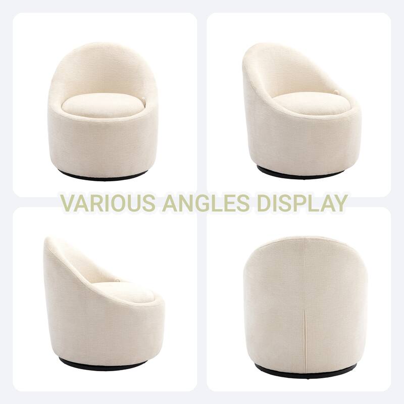 Modern Barrel Swivel Accent Chair - 360° Rotation & Hidden Storage Ottoman, Compact for Small Spaces