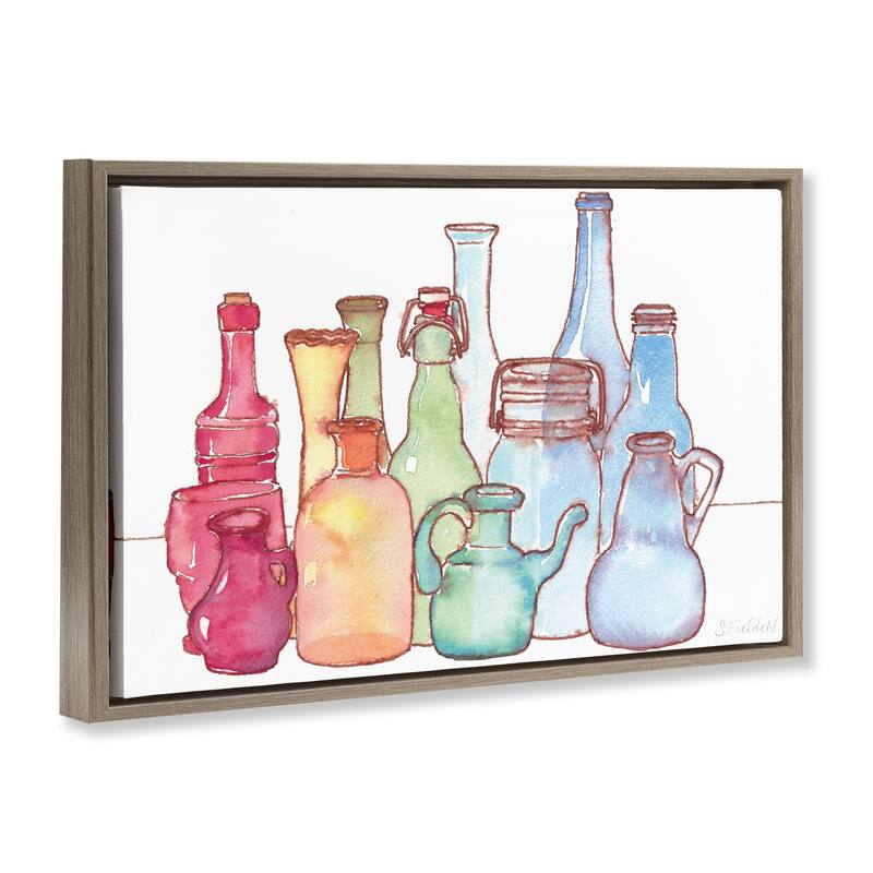 Stupell Colorful Vases Collection Framed Floater Canvas Wall Art Design By Stephanie Fielden