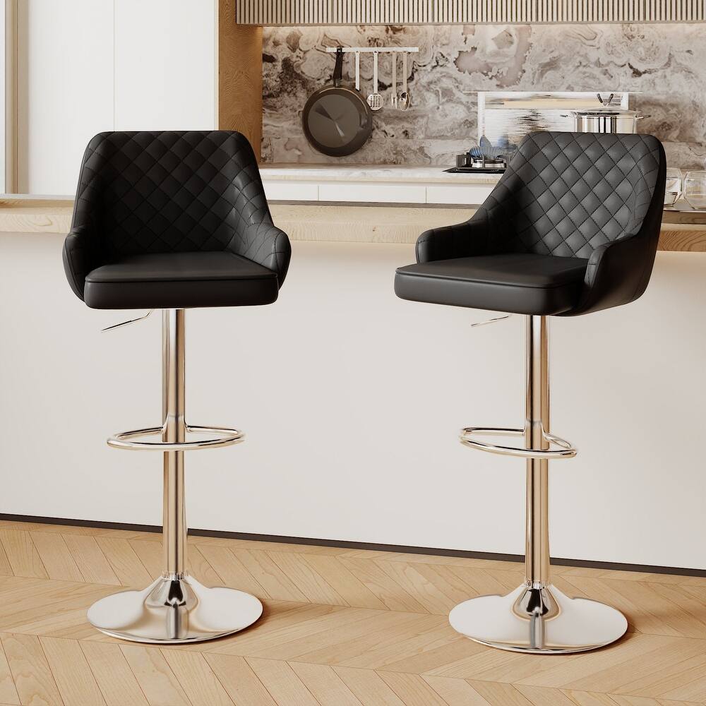 VECELO 2 Pack/4 Pack Modern PU Leather Swivel Bar Stools with Adjustable Height and Footrest for Kitchen Island Living Room