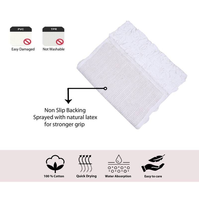Home Weavers Modesto Collection 100% Cotton Bath Rug, Non-Slip Bath Rug, Extra Soft, Machine Wash, 4 Pcs Set with Runner