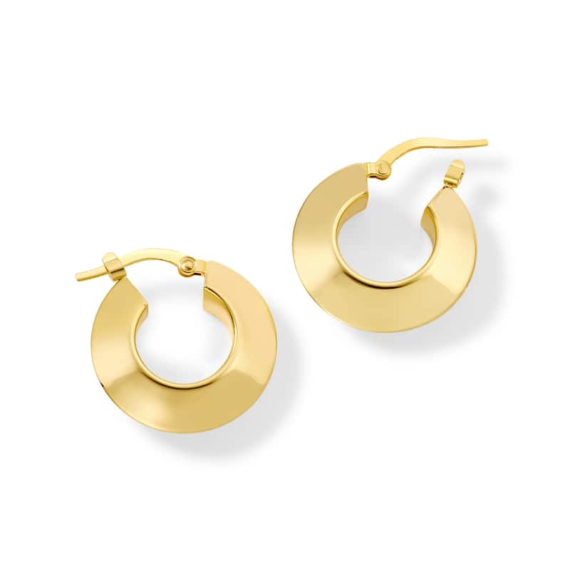 Clover 14K Yellow Gold High-Polish Knife-Edge Hoop Earrings