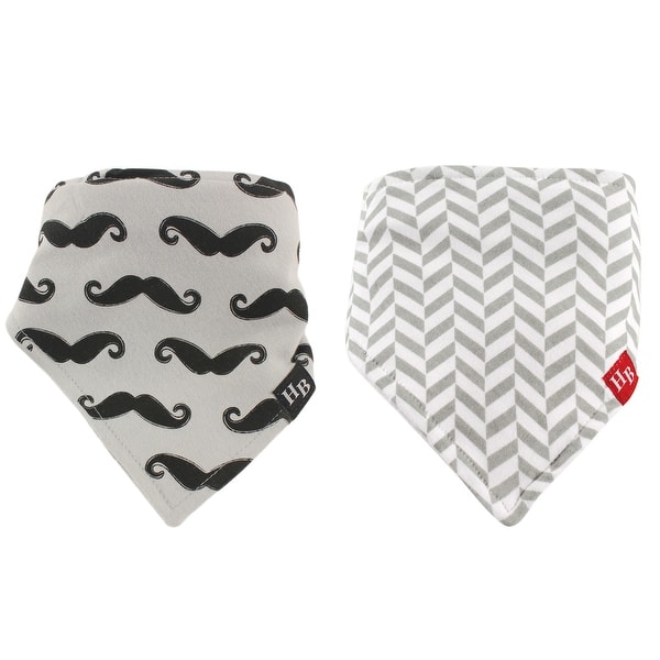 slide 1 of 1, Hudson Baby Infant Boy Cotton Bandana Bibs 2pk, Mustache, One Size - Mustache - One Size