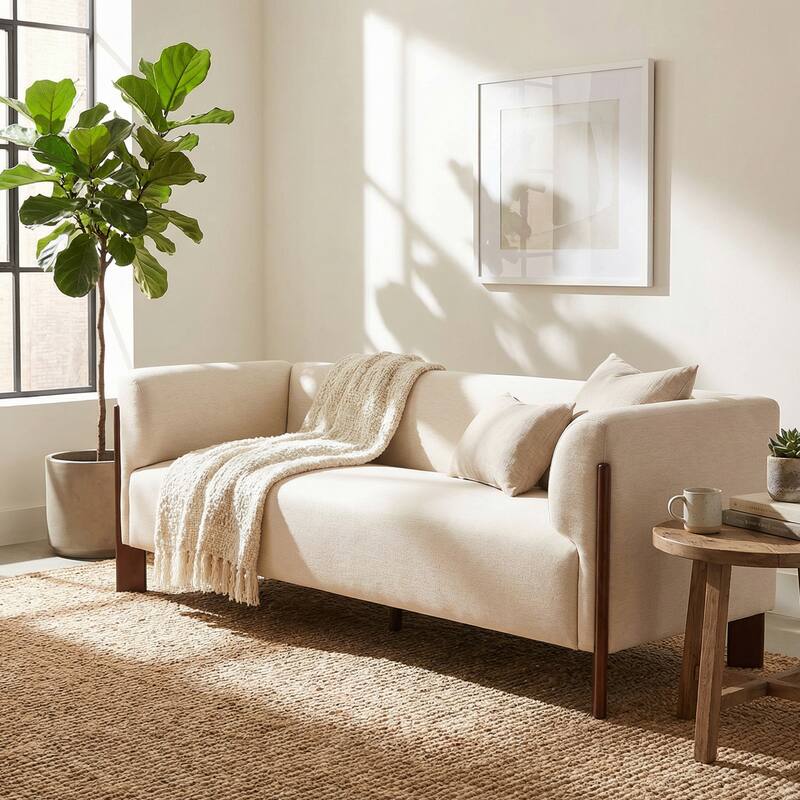 Christopher Knight Home Aurelian Birch Upholstered Tuxedo Sofa with Solid Wood Legs