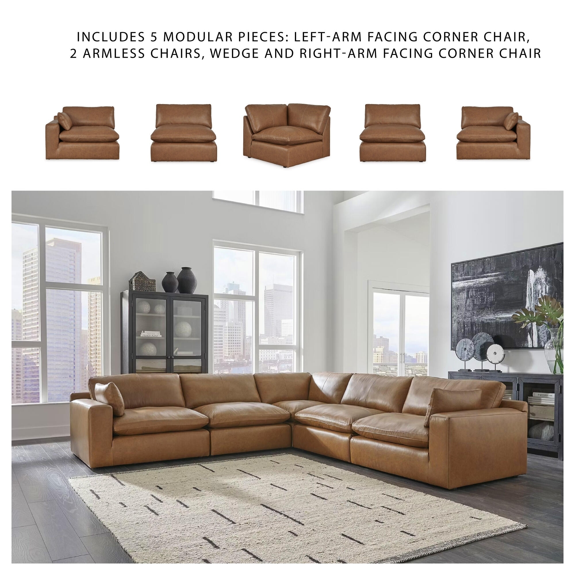 Signature Design by Ashley Emilia Medium Brown 5-Piece Sectional
