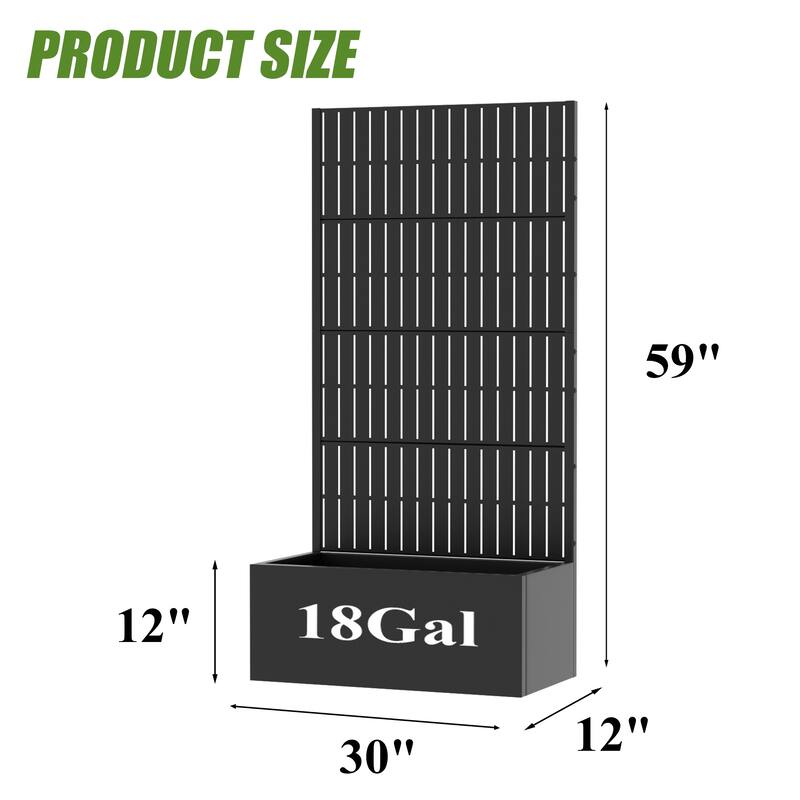 Outdoor Metal Planter Box Raised Garden Beds with Trellis (Set of 2)