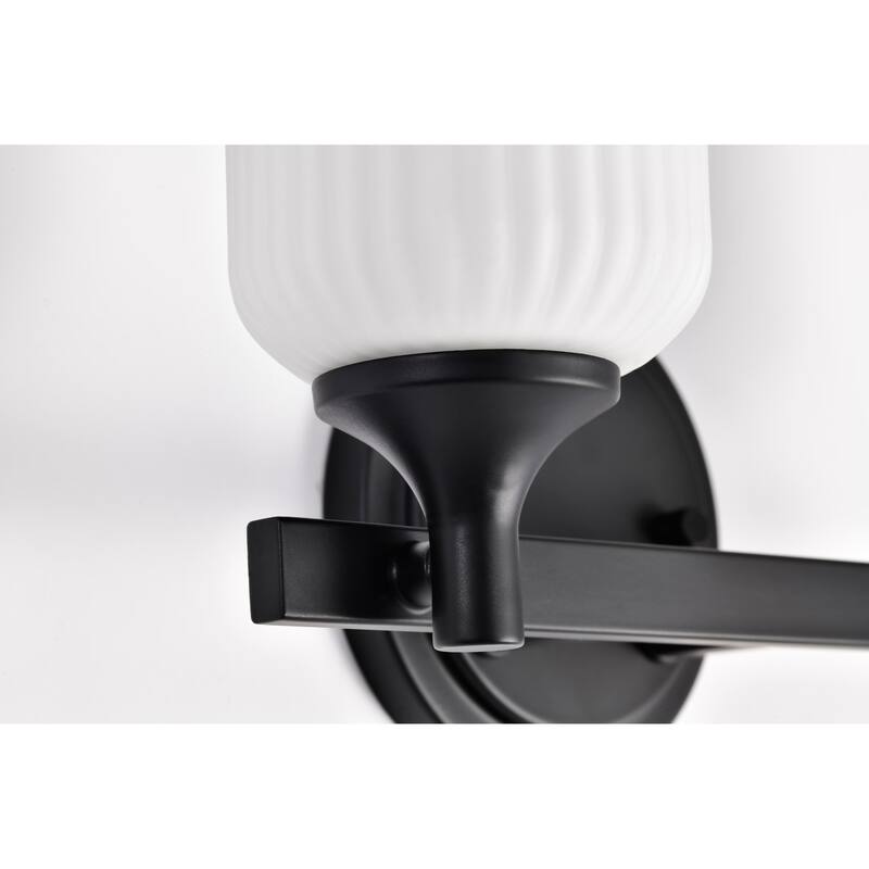Solara 2 Light Vanity Matte Black Finish Frosted Ribbed Glass - Matte Black