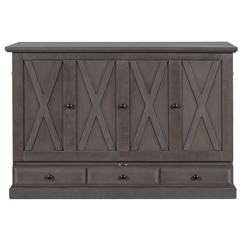 Wood Murphy Bed Chest Cube Cabinet Bed