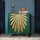 preview thumbnail 1 of 6, Modern Glam Solid Wood Cabinet 2-Door Sunburst Accent Storage Sideboard Cupboard Dining Room Buffet L31.5'' x W15.7'' x H38.2'' - Green
