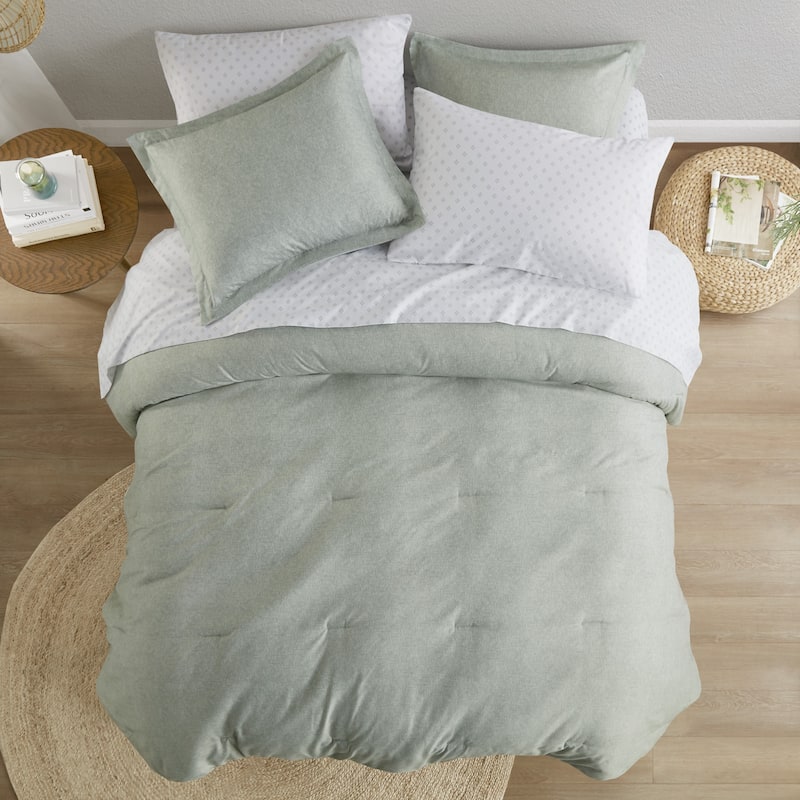 Chelsea Square Reese Chambray Print Microfiber Comforter Set with Bed Sheets