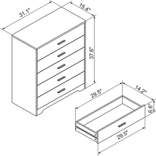 standard dresser height Raleigh Tall Dimensions & Drawings anchoring kit is included for you to anchor your chest of drawers to the wall Wooden 5/6 Drawer Dresser -