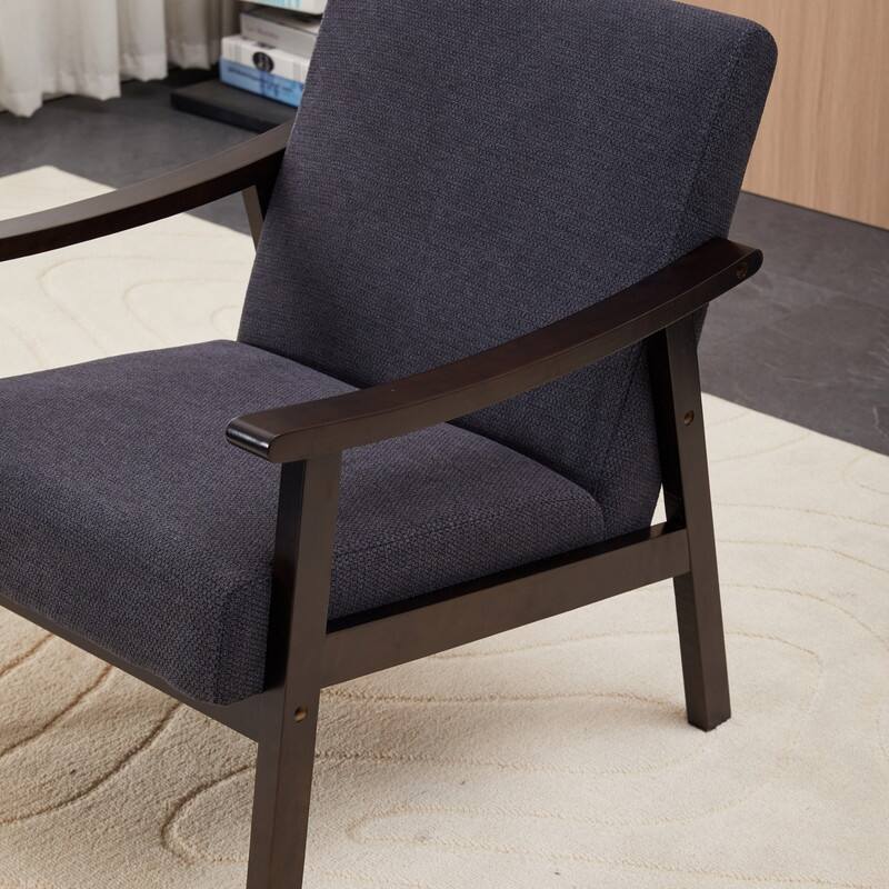 Medieval-inspired modern armchair with high back upholstered chair, solid wood legs