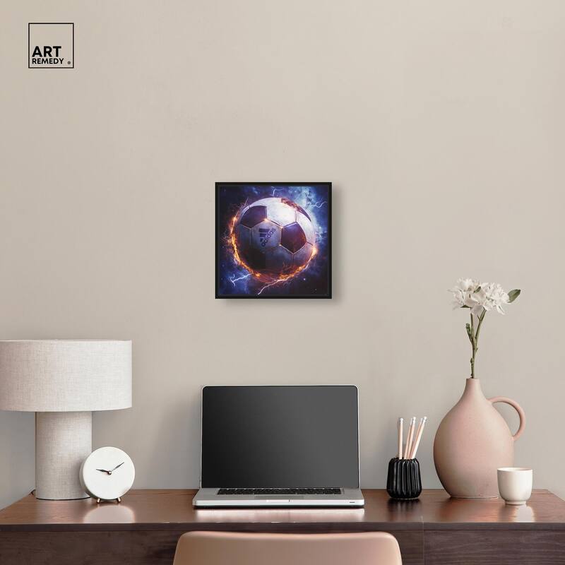 Electrify Soccer Ball Canvas by Art Remedy