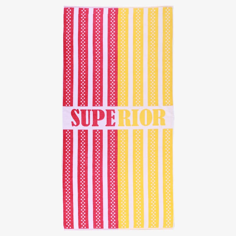 Superior Striped Cotton Fuzzy Velour Terry Large Oversized Beach Towel