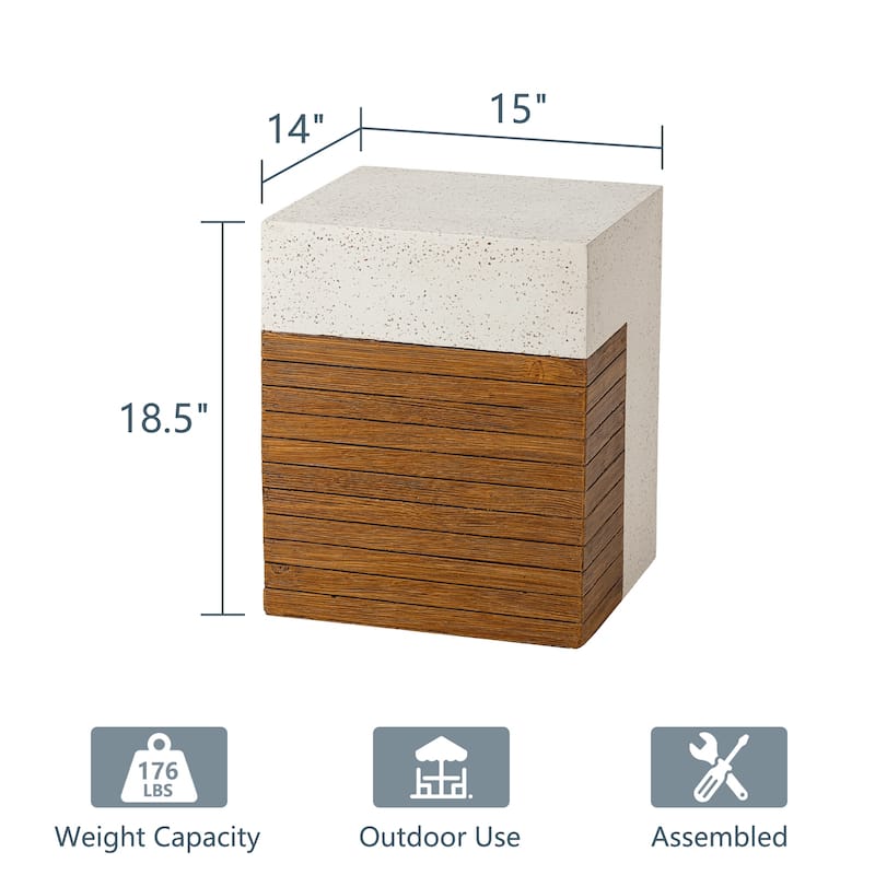 OSIEST 19.7'' Outdoor Concrete Patio Coffee Table