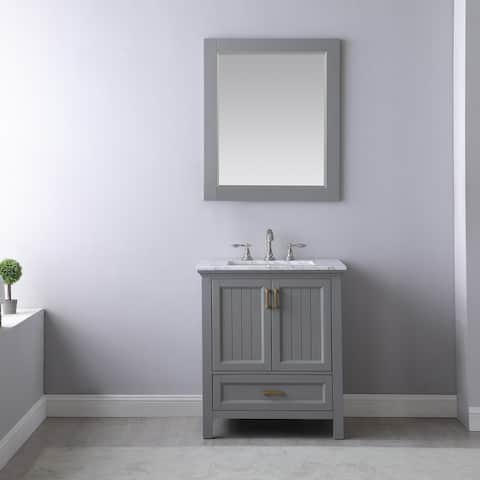 Altair Isla Single Bathroom Vanity Set and Aosta White Countertop with Mirror