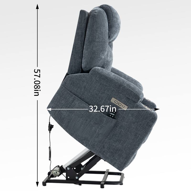 Blue Recliner Chair with 8-Point Vibration Massage, Lumbar Heating, Dual USB Ports, and Stainless Steel Drink Holders