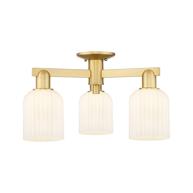 Innovations Lighting 716-3F-11-23 Bridal Veil Semi-Flush Bridal Veil 3 - Satin Gold / Gloss White
