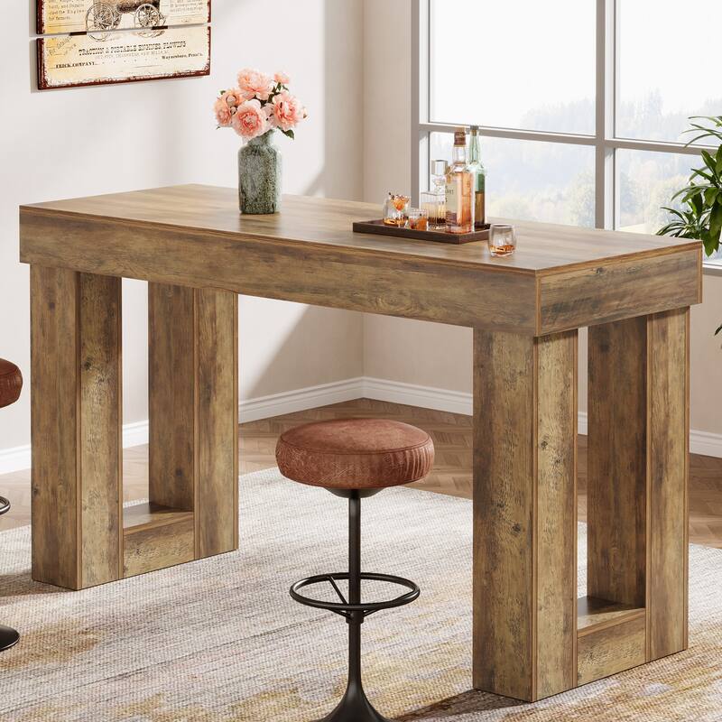 Rectangular High Top Bar Table for Kitchen, Home Bar, Living Room - N/A