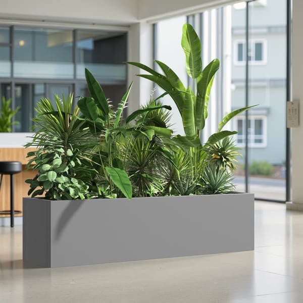36*10*10 inch Mental Rectangular Planter with Drainage Holes for Indoor/Outdoor  Use,for Tall Plants, Flowers,or Shrubs - Bed Bath & Beyond - 42688751