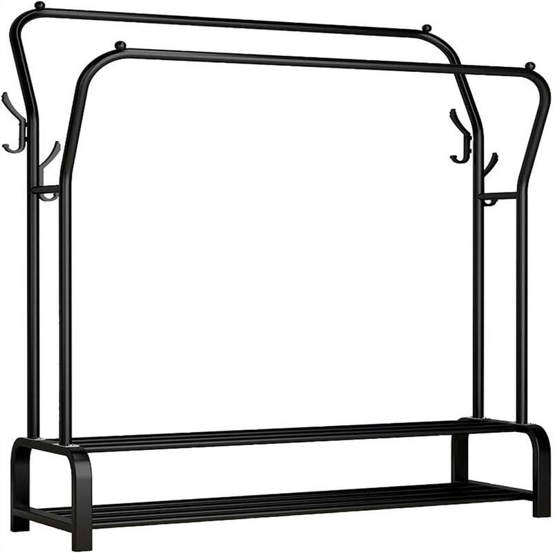 Garment Rack Freestanding Hanger Double Rods - 50.2"D x 13"W x 43.3"H