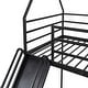 preview thumbnail 14 of 26, Modern Black Twin Over Twin House Bunk Bed With Convertible Ladder and Slide